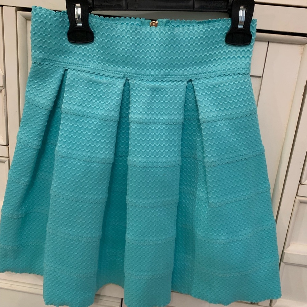 Teal blue high rise mini skirt